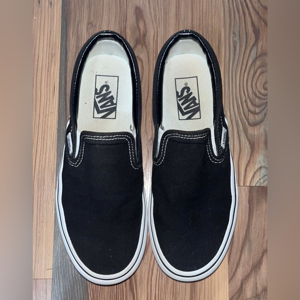 Black platform slip on Vans
